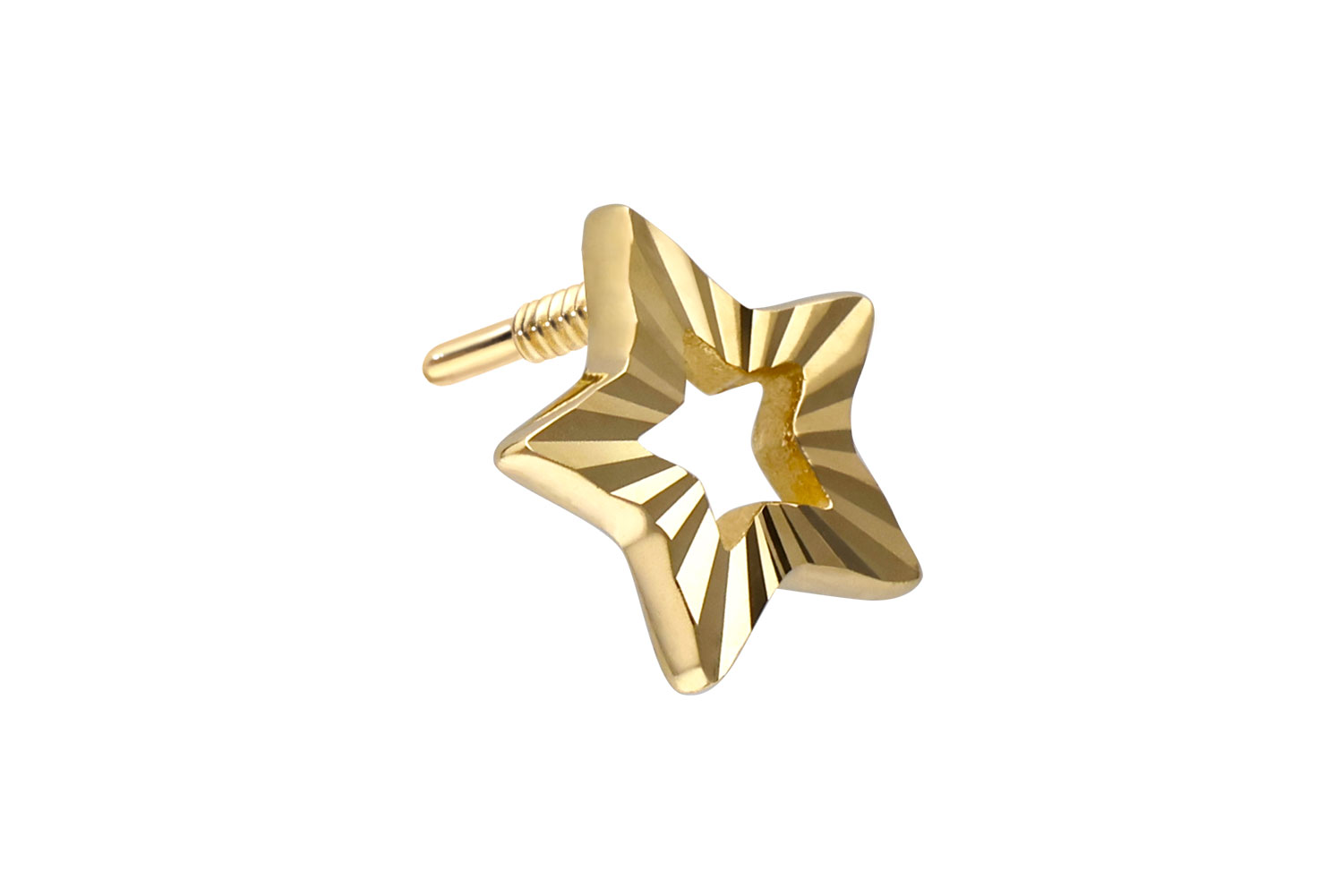 14 Karat Gold Schraubaufsatz mit Außengewinde STERN von Piercingline